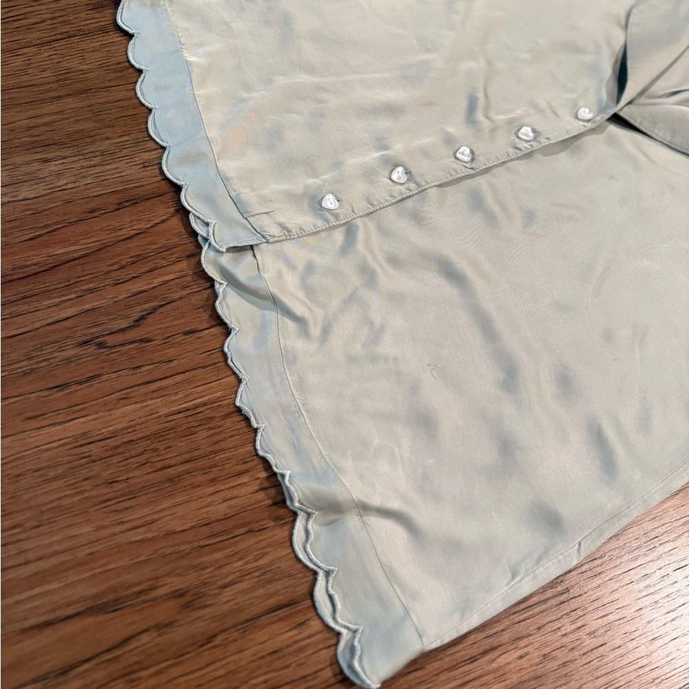 BHLDN Anthropologie Juniper Scalloped Short Pajama Set Sz Small Dainty Feminine - Picture 8 of 10